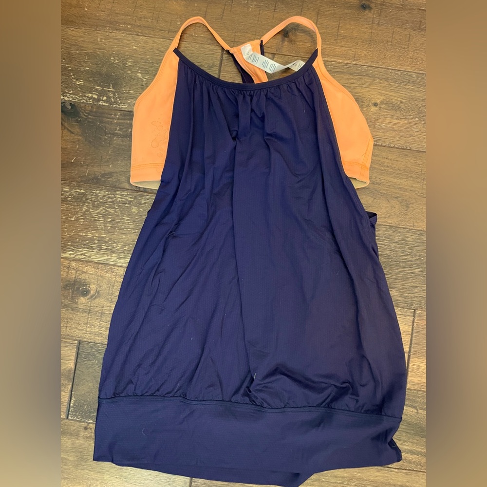 Lululemon Athletica racerback ventilation tank top/bra. Size 10. Purple/Orange.